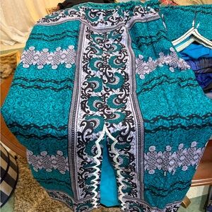 Chic Teal and Black Patterned Skirt Set